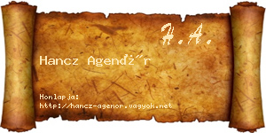 Hancz Agenór névjegykártya